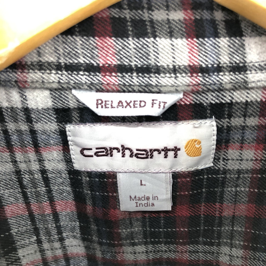 Carhartt RELAXED FIT long sleeve button down heavy flannel check shirt men's size L / eaa486607