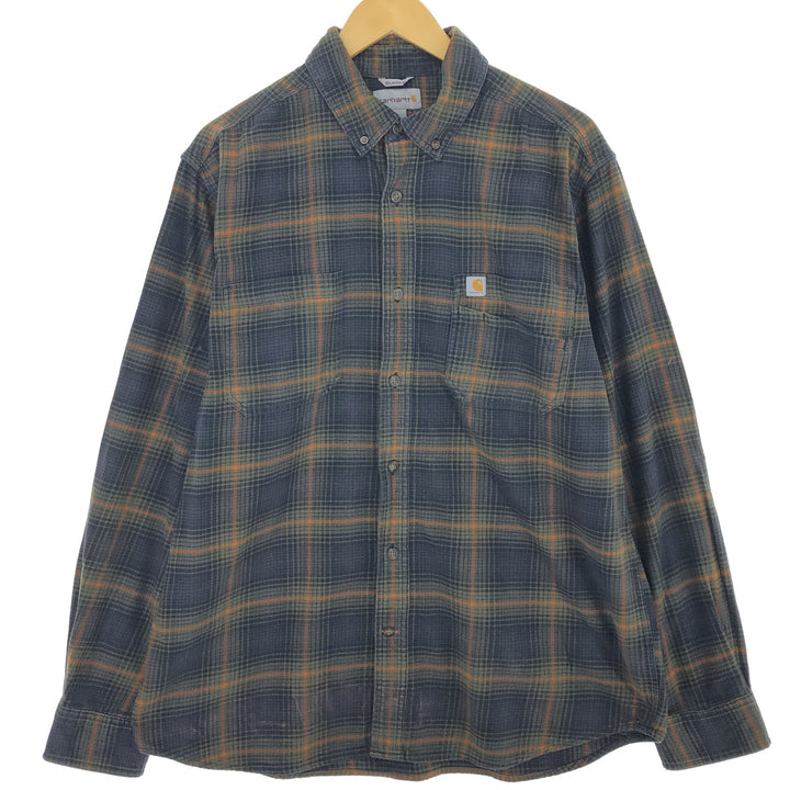 Carhartt RELAXED FIT long sleeve button down flannel check shirt men's size L / eaa486608