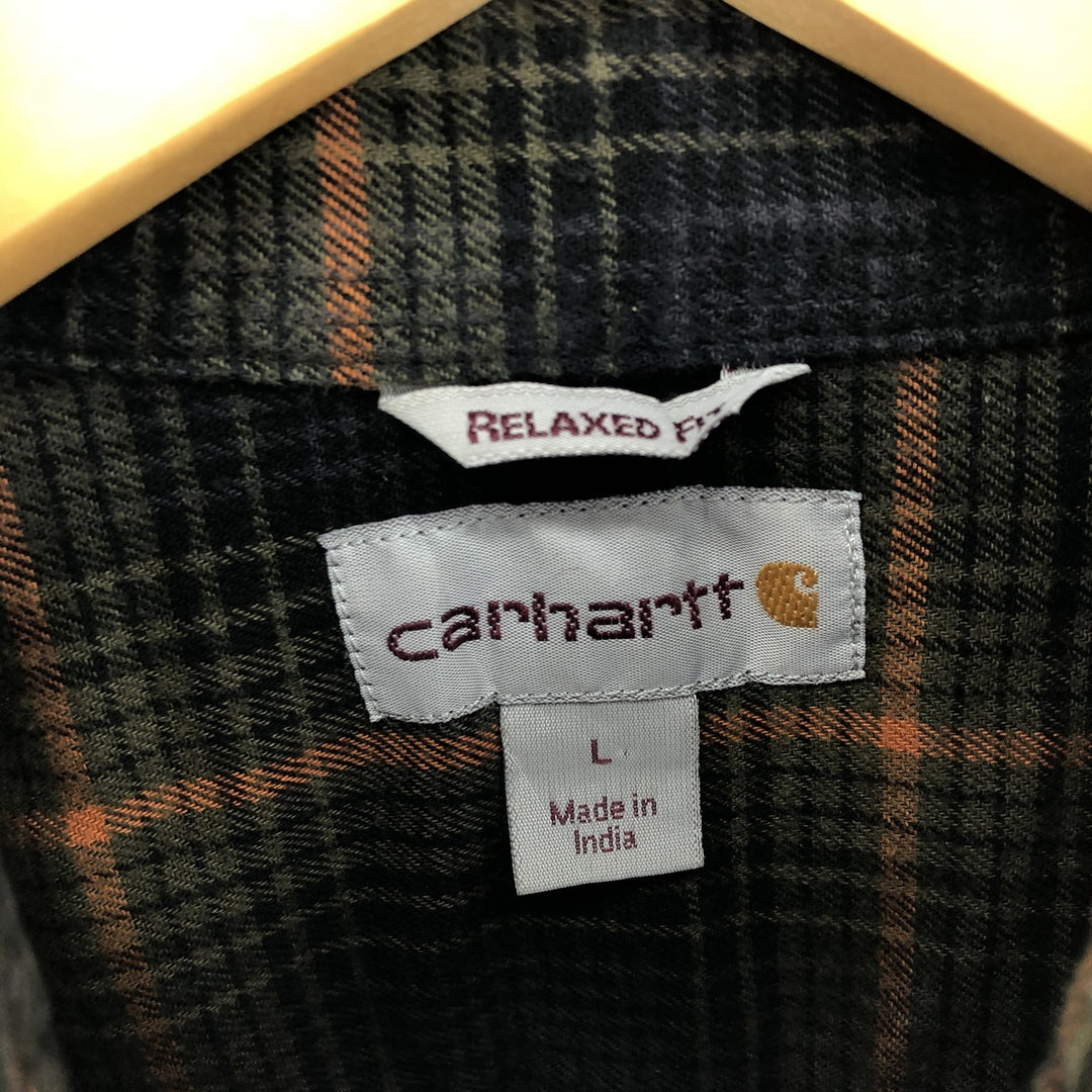 Carhartt RELAXED FIT long sleeve button down flannel check shirt men's size L / eaa486608