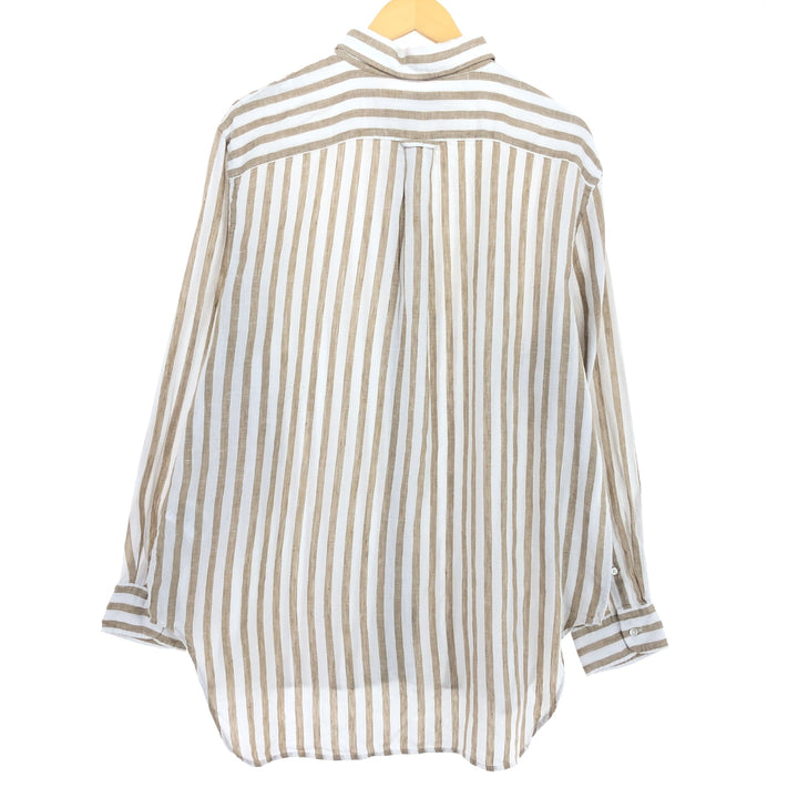 Ralph Lauren POLO by Ralph Lauren Stripe Pattern Long Sleeve Linen Button Down Shirt Men's L / eaa486806