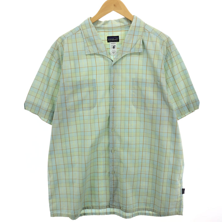 00'S Patagonia 53965S9 Shark collar short sleeve cotton check shirt Men's XL size /eaa486830