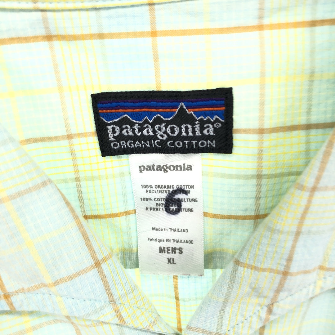 00'S Patagonia 53965S9 Shark collar short sleeve cotton check shirt Men's XL size /eaa486830