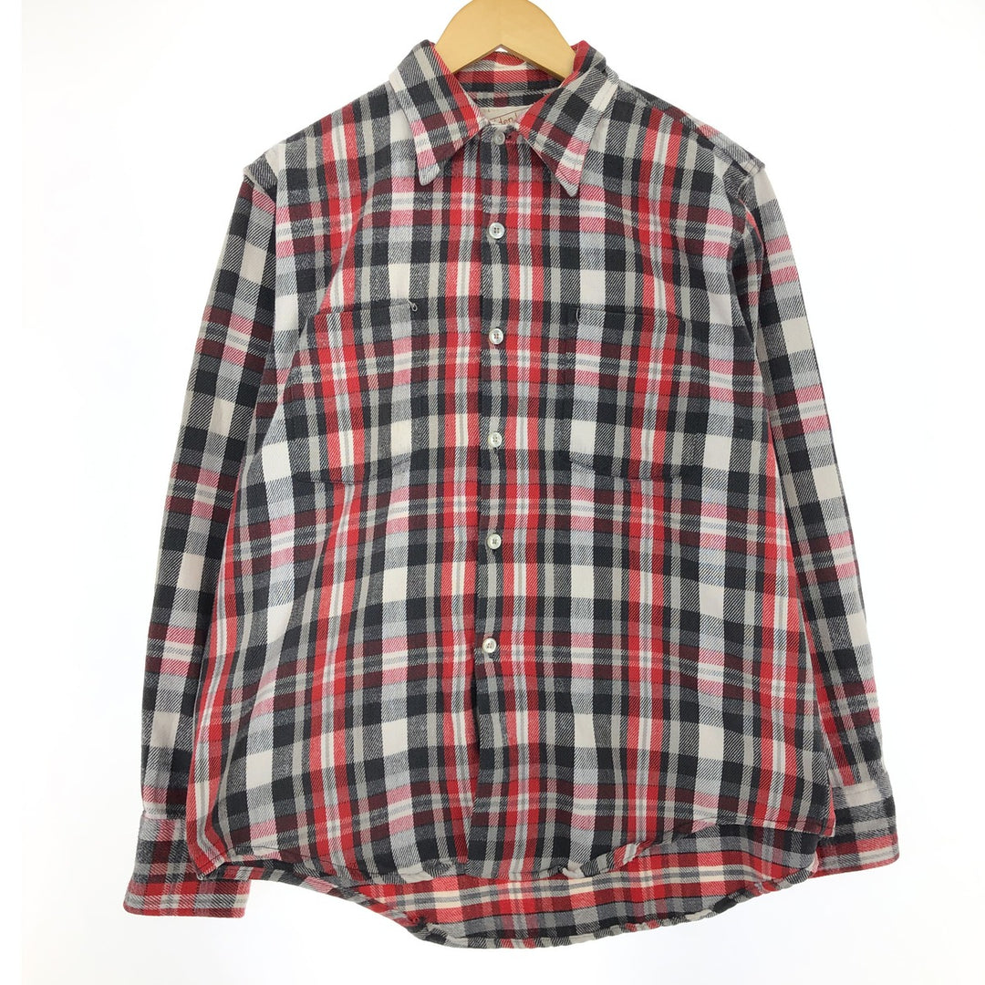 70'S GOLDEN KEY long sleeve heavy flannel check shirt made in USA, men's size L, vintage /eaa486847