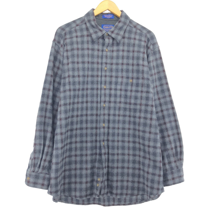 00'S Pendleton Check Pattern Wool Shirt Men's XL Size /eaa486854