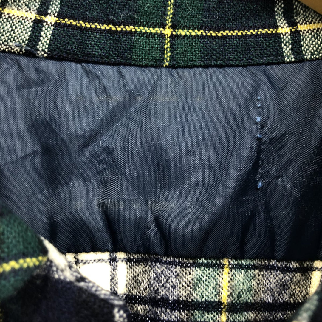 ~70'S UNKNOWN Check Pattern Open Collar Wool Box Shirt Men's L Size Vintage /eaa486868