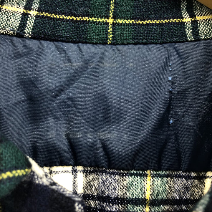 ~70'S UNKNOWN Check Pattern Open Collar Wool Box Shirt Men's L Size Vintage /eaa486868