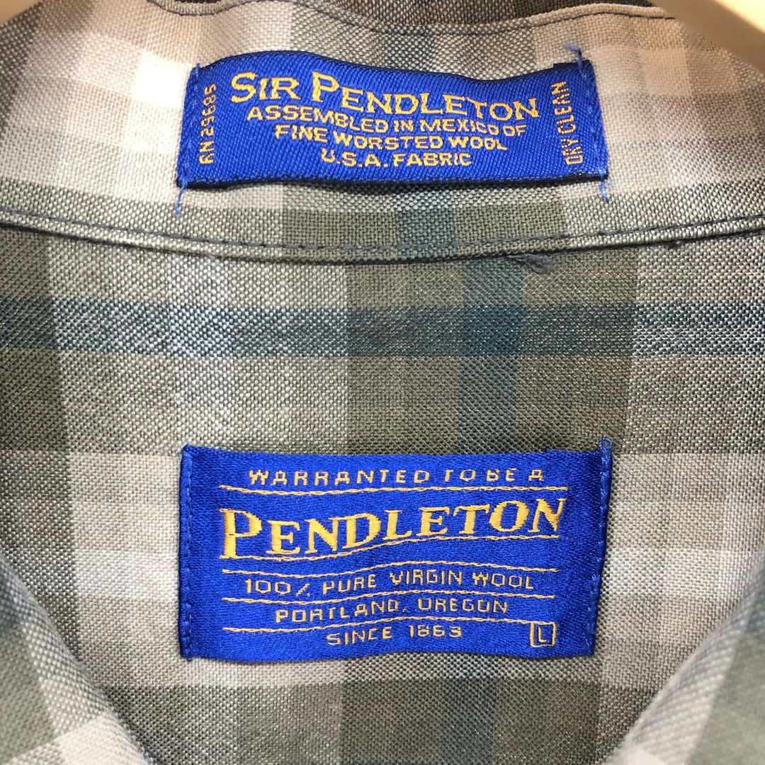 00'S Pendleton Ombre Check Button-Down Wool Shirt, Men's L Size, Vintage /eaa486869