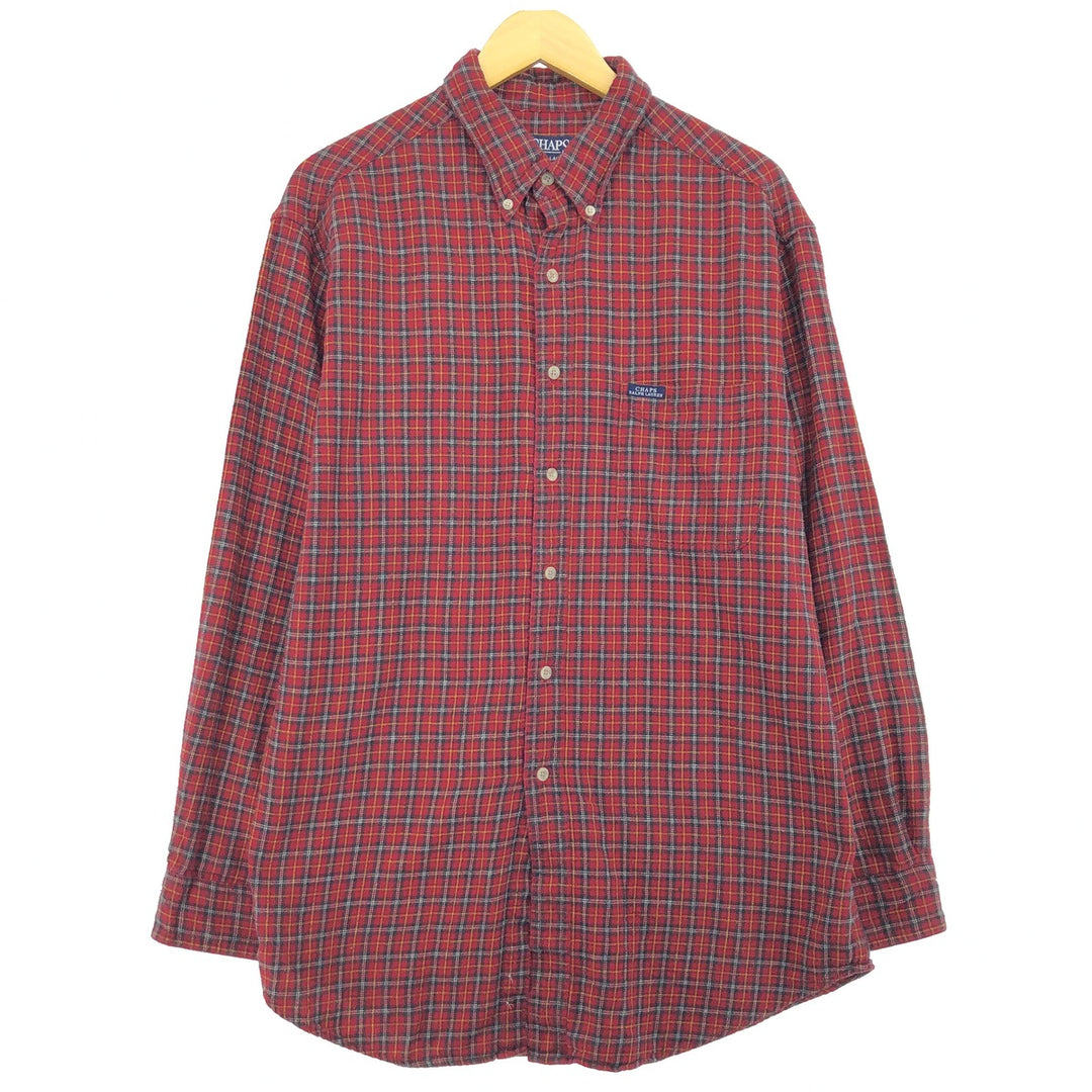 90'S Ralph Lauren Chaps Long Sleeve Button Down Light Flannel Check Shirt Men's Size L Vintage /eaa486878