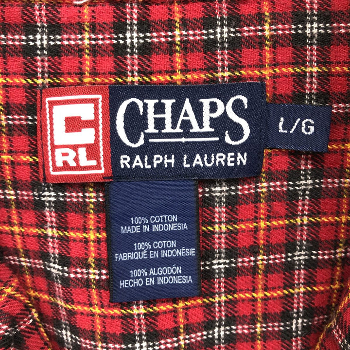 90'S Ralph Lauren Chaps Long Sleeve Button Down Light Flannel Check Shirt Men's Size L Vintage /eaa486878