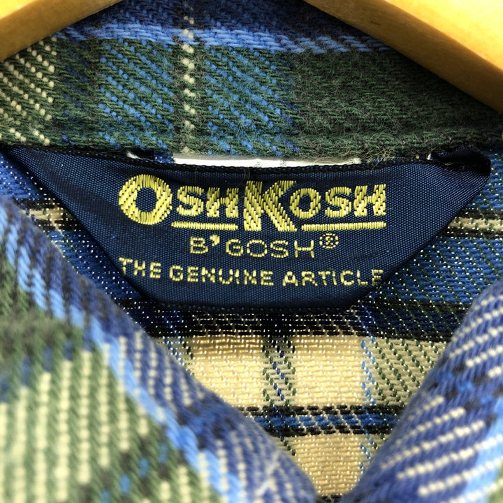 80'S OshKosh B'GOSH Long Sleeve Flannel Check Shirt Men's Size L Vintage /eaa486880