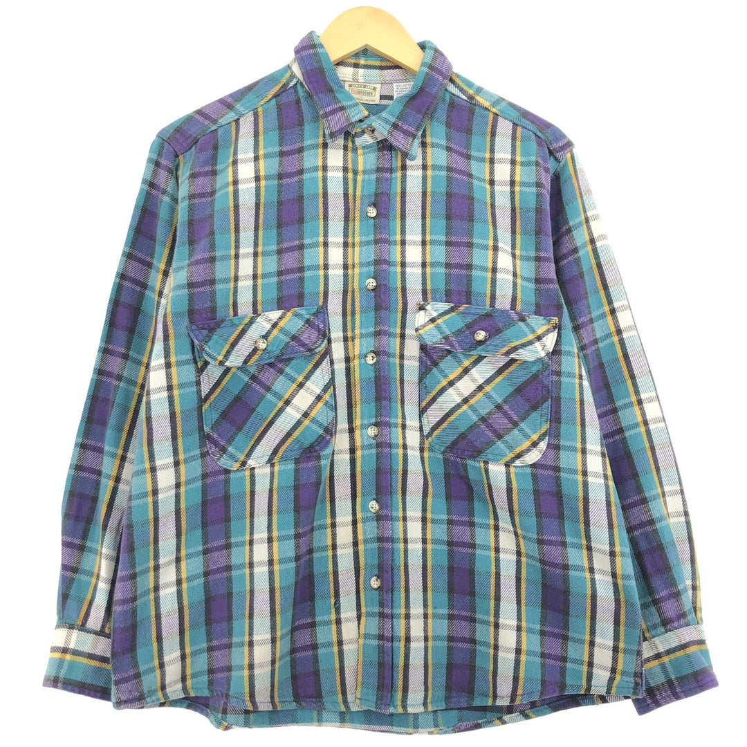 90'S Five Brother Long Sleeve Flannel Check Shirt Made in USA Men's L Size Vintage /eaa486885