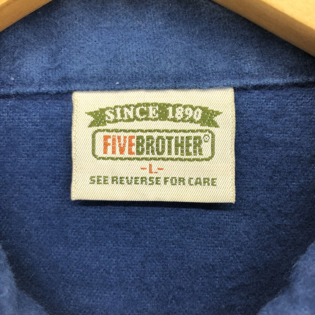 90'S Five Brother Long Sleeve Chamois Cloth Shirt Made in USA Men's L Size Vintage /eaa486888