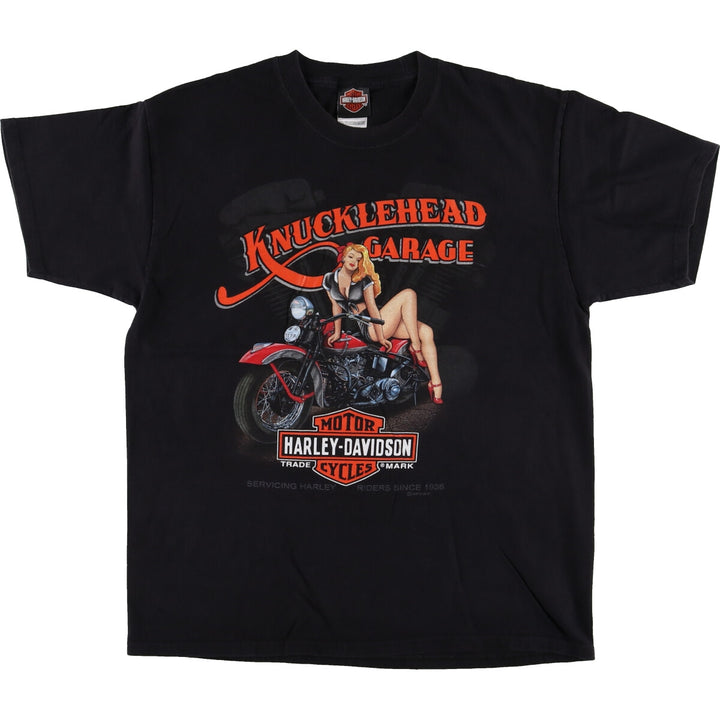 Harley-Davidson Pin-up Girl Motorcycle Bike T-shirt Men's L size / eaa487026