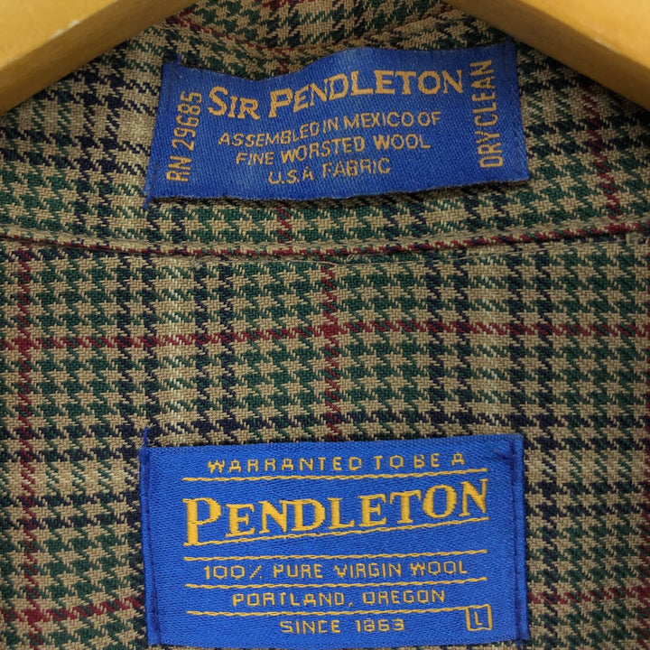 Pendleton Houndstooth Pattern Wool Button-Down Shirt, Men's Size L / eaa487107