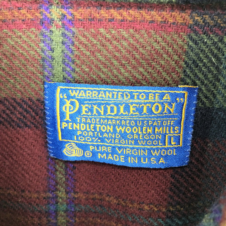 70'S Pendleton Check Pattern Wool Shirt Made in USA Men's L Size Vintage /eaa487112