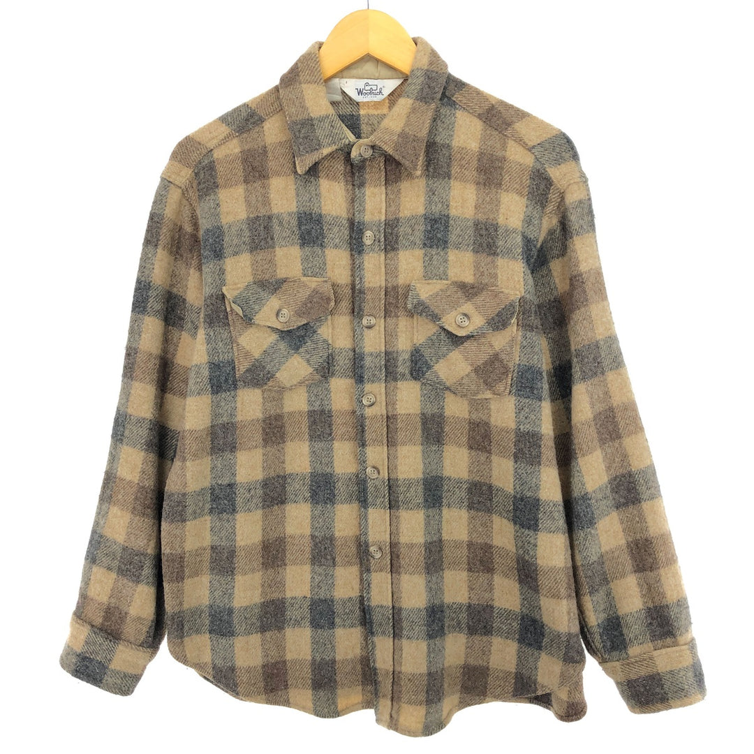 70'S WOOLRICH Check Pattern Wool Shirt Made in USA Men's Size L Vintage /eaa487117