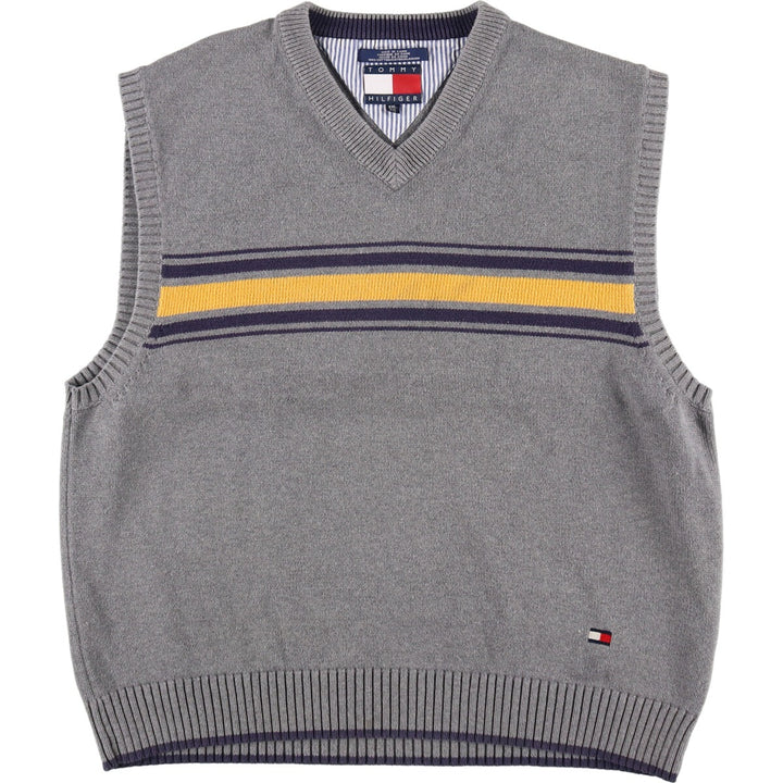 90s~ Tommy Hilfiger V-neck cotton knit vest, men's XXL size, vintage / eaa487199