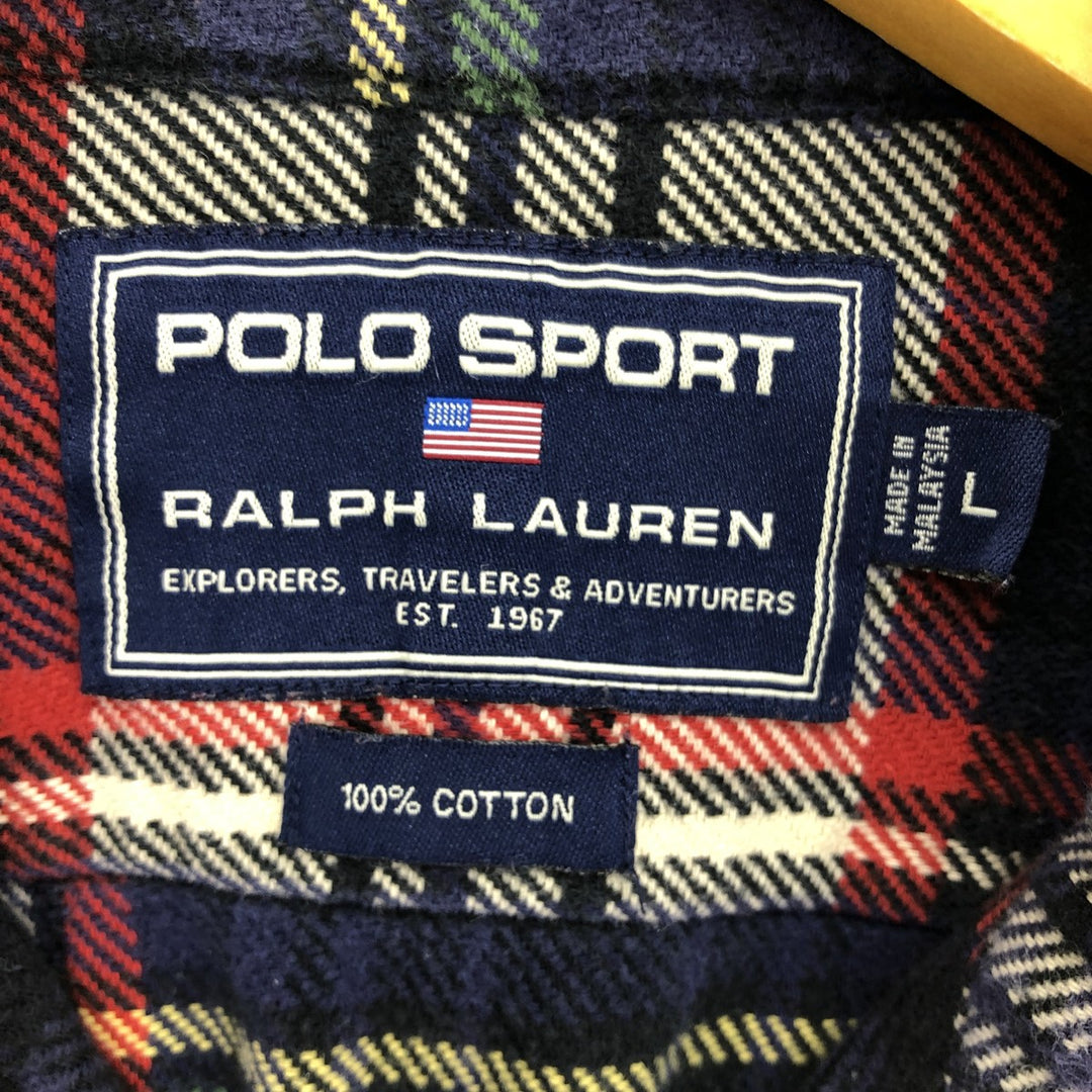 Ralph Lauren POLO SPORT Long Sleeve Flannel Check Shirt Men's Size L / eaa487203