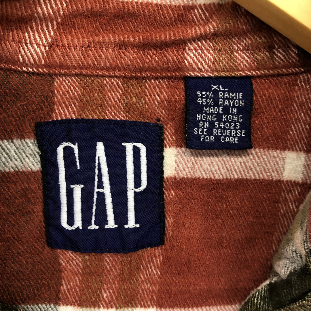 90'S GAP Old Gap Long Sleeve Button Down Flannel Check Shirt Men's XL Vintage /eaa487204