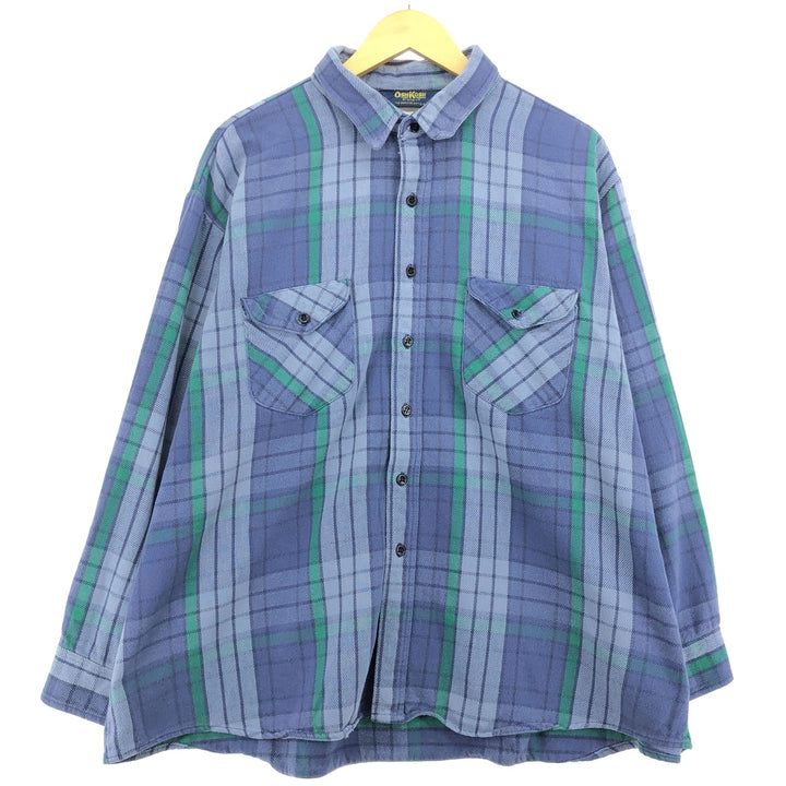 ~80'S OshKosh B'GOSH Long Sleeve Flannel Check Shirt Men's XXL Vintage /eaa487206