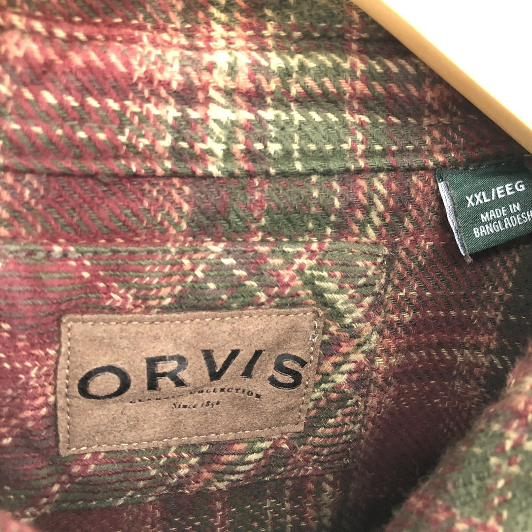 ORVIS Long Sleeve Heavy Flannel Check Shirt Men's XXL /eaa487221