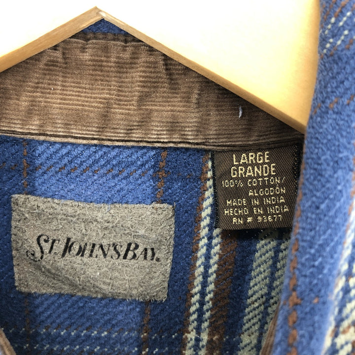 90s~ ST JOHN'S BAY Long Sleeve Heavy Flannel Check Shirt Men's L Size Vintage /eaa487223