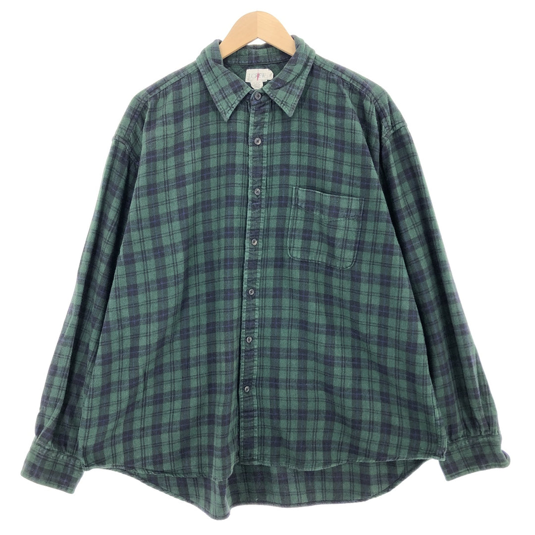 90'S J.Crew Long Sleeve Light Flannel Check Shirt Men's XL Vintage /eaa487224