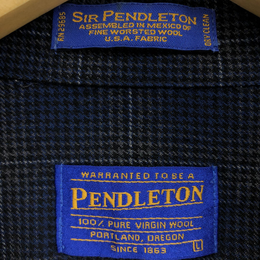 00'S Pendleton Sir Pendleton Gun Club Check Wool Button Down Shirt Men's L size /eaa487325