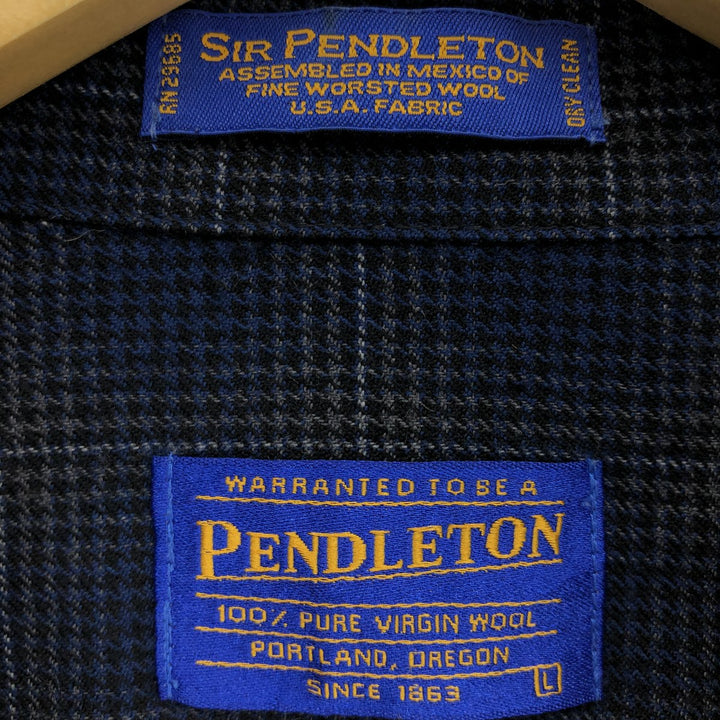 00'S Pendleton Sir Pendleton Gun Club Check Wool Button Down Shirt Men's L size /eaa487325