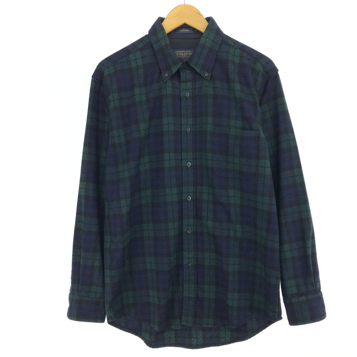 Pendleton Fireside Check Pattern Wool Button-Down Shirt, Men's M Size / eaa487326