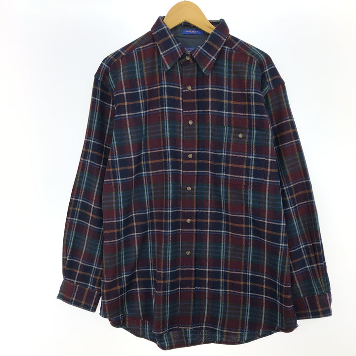 Pendleton Check Pattern Wool Shirt Made in USA Men's L size /eaa487327