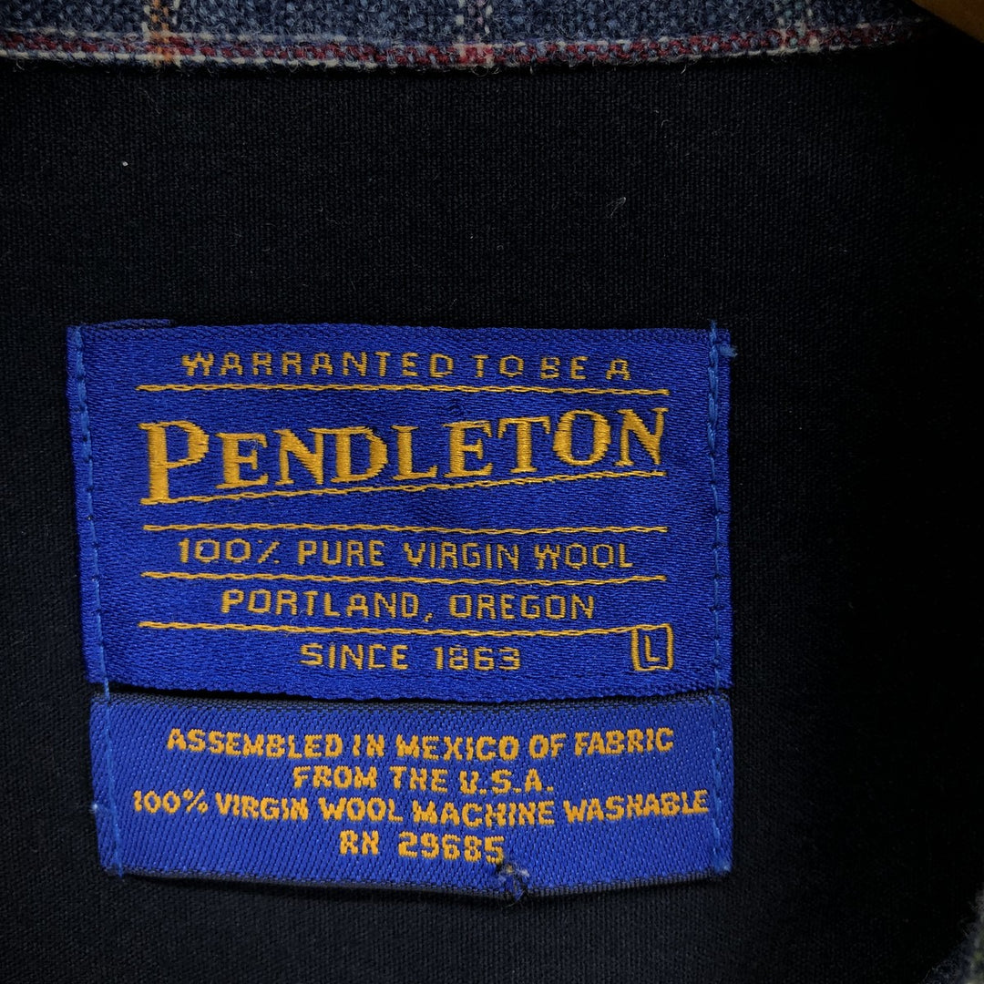 00'S Pendleton Check Pattern Wool Box Shirt Men's L size /eaa487332