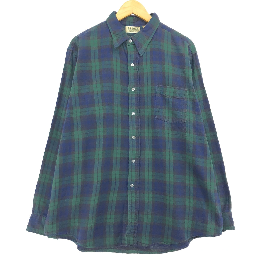 80'S LLBean Blackwatch Check Long Sleeve Flannel Check Shirt Made in USA Men's XL /eaa487366