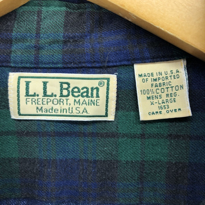 80'S LLBean Blackwatch Check Long Sleeve Flannel Check Shirt Made in USA Men's XL /eaa487366