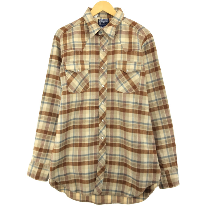 70s~ DeeCee Rangers Western flannel check shirt, made in USA, men's XL size, vintage /eaa487374