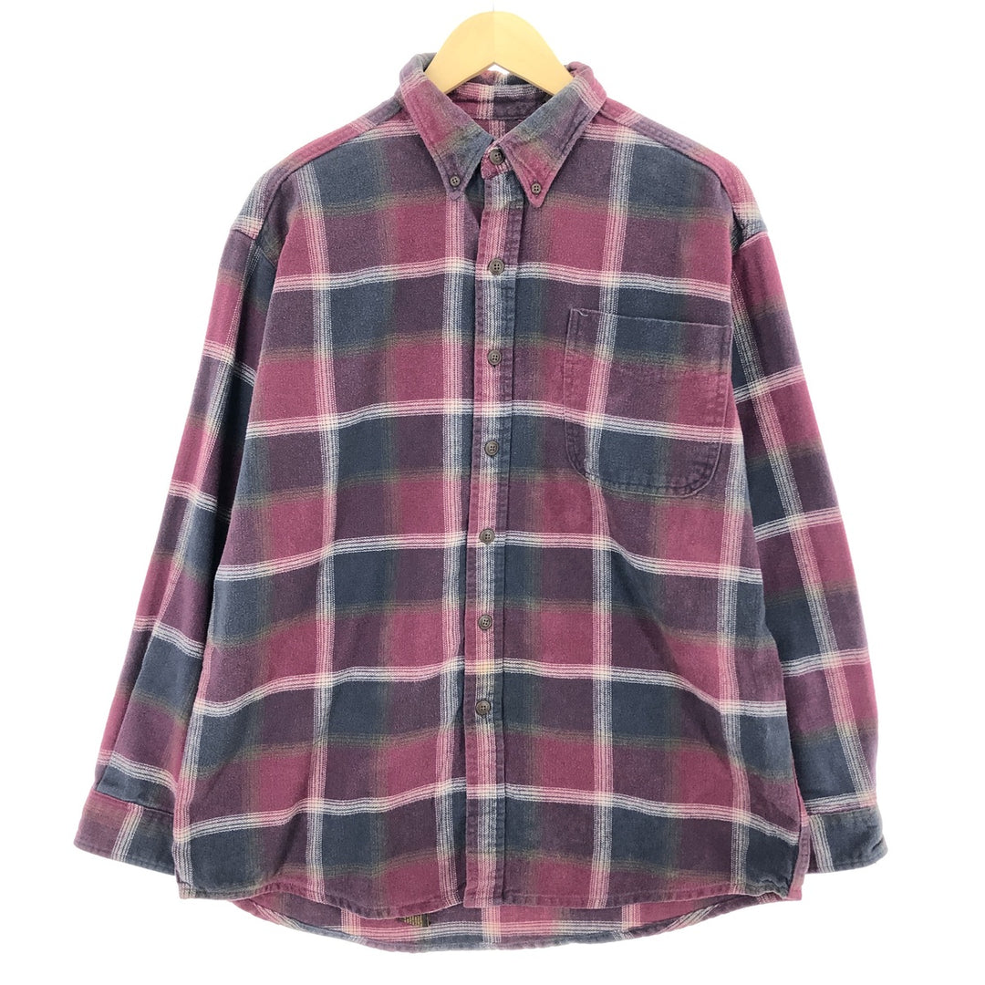 90s~ ST JOHN'S BAY Long Sleeve Button Down Flannel Check Shirt Men's L Size Vintage /eaa487387