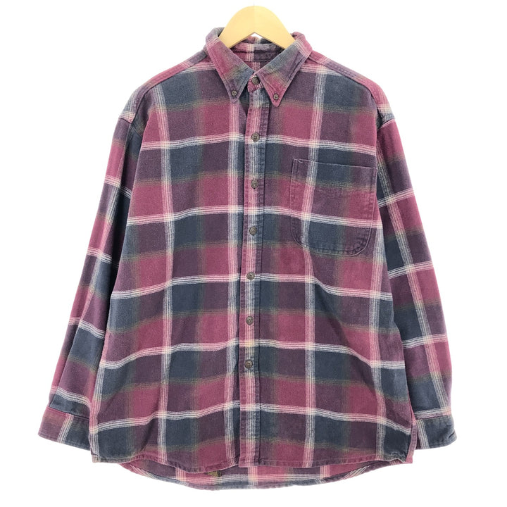 90s~ ST JOHN'S BAY Long Sleeve Button Down Flannel Check Shirt Men's L Size Vintage /eaa487387