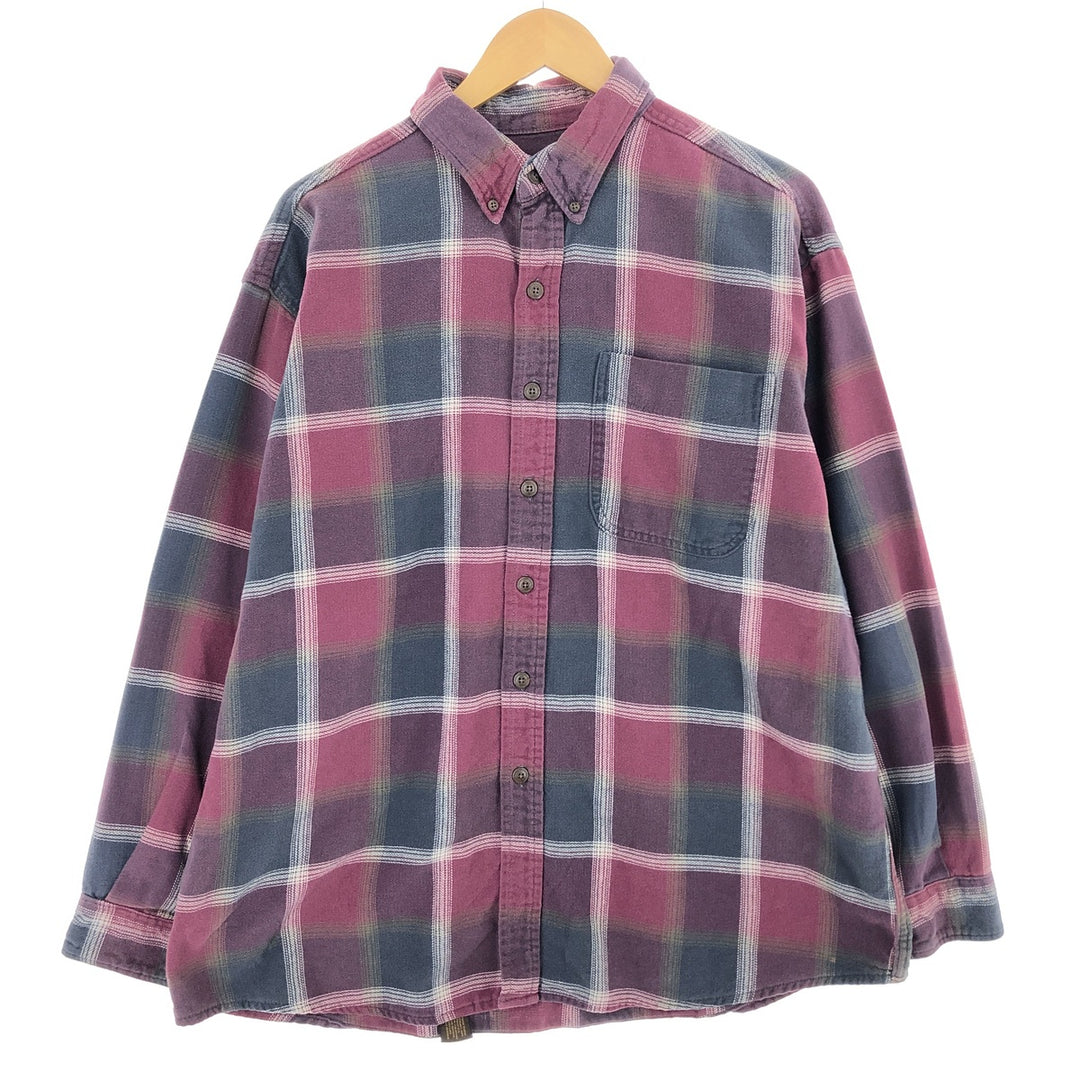 90s~ ST JOHN'S BAY Long Sleeve Button Down Light Flannel Check Shirt Men's XL Vintage /eaa487389