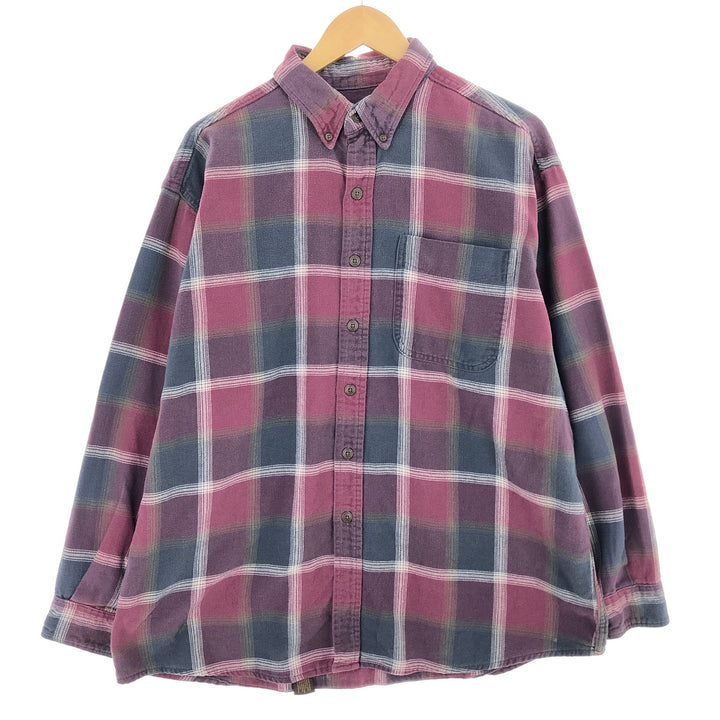 90s~ ST JOHN'S BAY Long Sleeve Button Down Light Flannel Check Shirt Men's XL Vintage /eaa487389