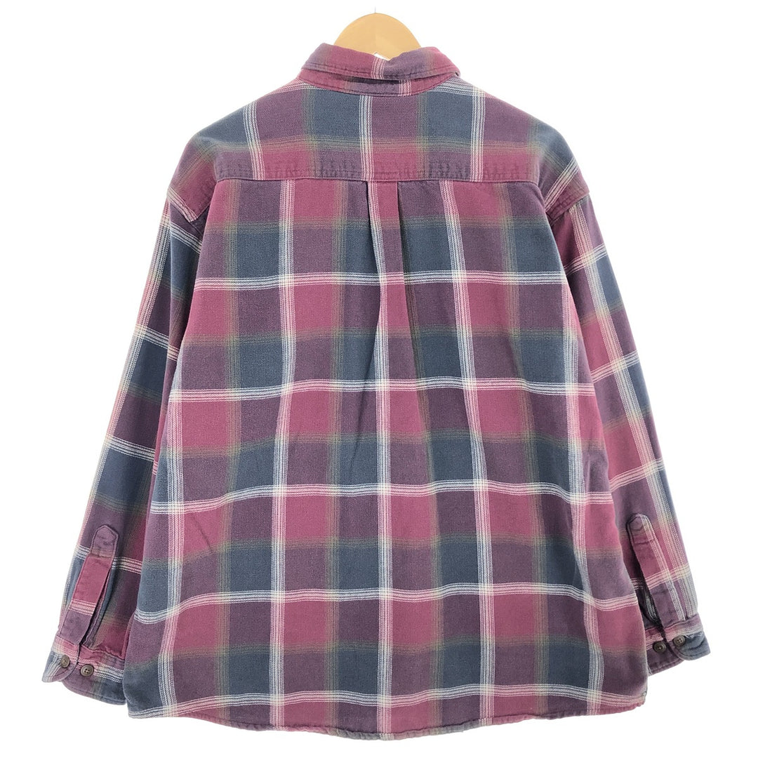 90s~ ST JOHN'S BAY Long Sleeve Button Down Light Flannel Check Shirt Men's XL Vintage /eaa487389