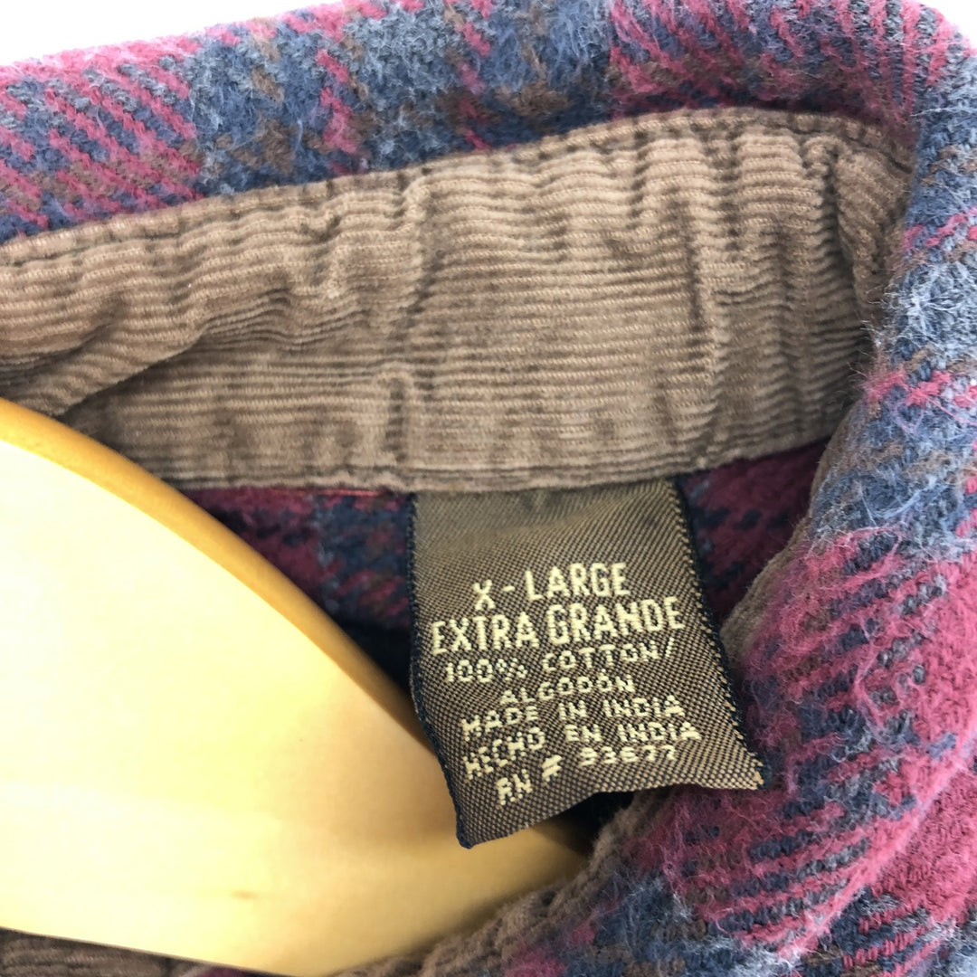 90s~ ST JOHN'S BAY Long Sleeve Heavy Flannel Check Shirt Men's XL Vintage /eaa487390