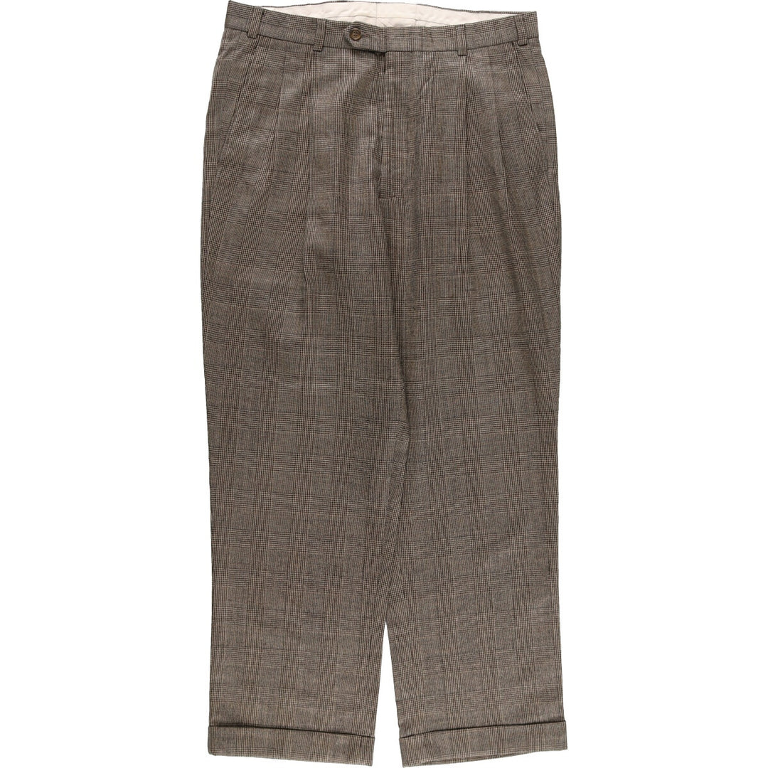 Brooks Brothers 346 Check Pattern Houndstooth Pattern Two-pleat Wool Pants Slacks Men's W34 equivalent / eaa487516