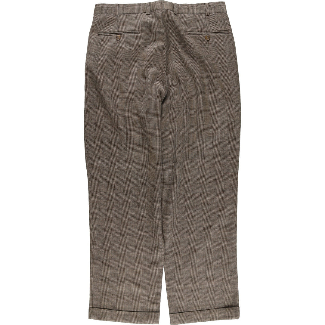 Brooks Brothers 346 Check Pattern Houndstooth Pattern Two-pleat Wool Pants Slacks Men's W34 equivalent / eaa487516