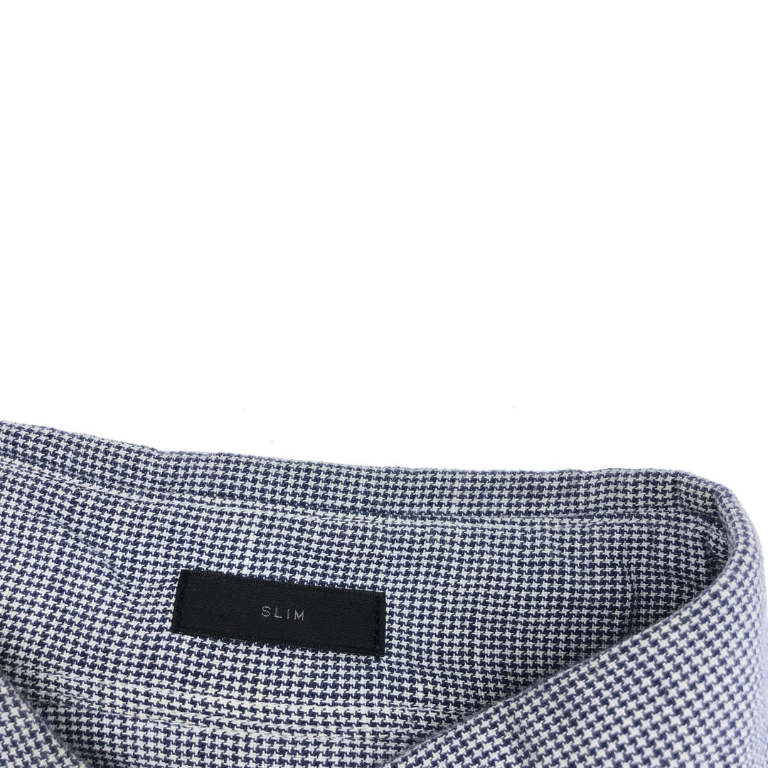 J.Crew Houndstooth Pattern Long Sleeve Linen Button-Down Shirt Men's M Size / eaa487748