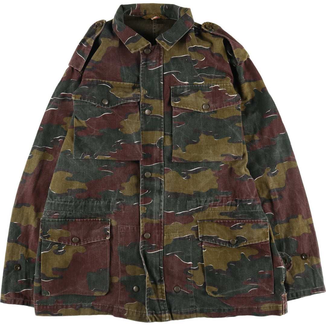 80'S Belgian Army Genuine Camouflage Pattern Jigsaw Camo Military Field Jacket Men's XL Vintage /eaa487846
