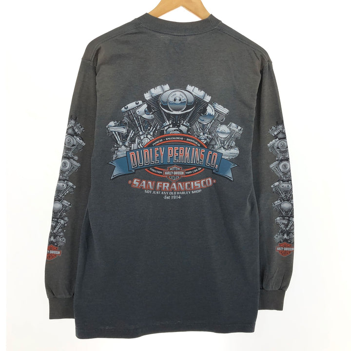 00'S Harley-Davidson HANES back print long sleeve T-shirt, made in USA, men's size M /eaa487963