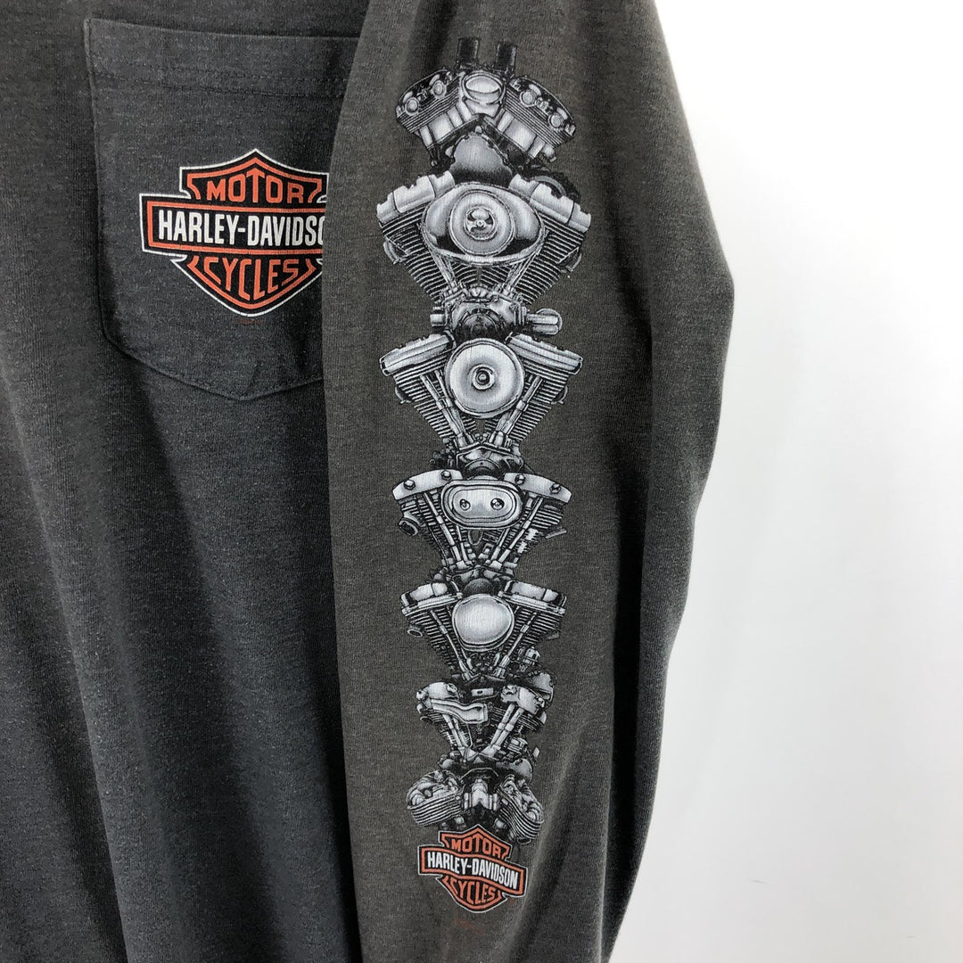 00'S Harley-Davidson HANES back print long sleeve T-shirt, made in USA, men's size M /eaa487963