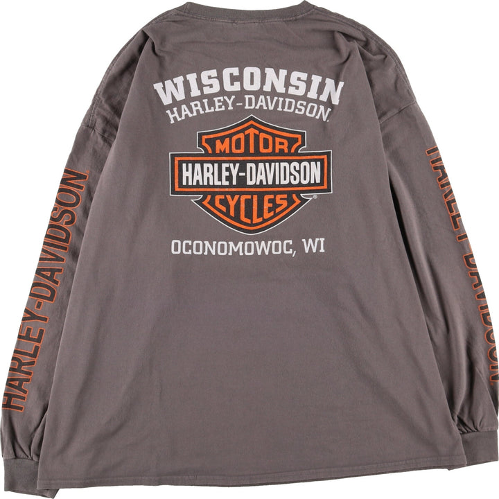 Big size Harley-Davidson back print long T-shirt, men's XXXL equivalent / eaa487976