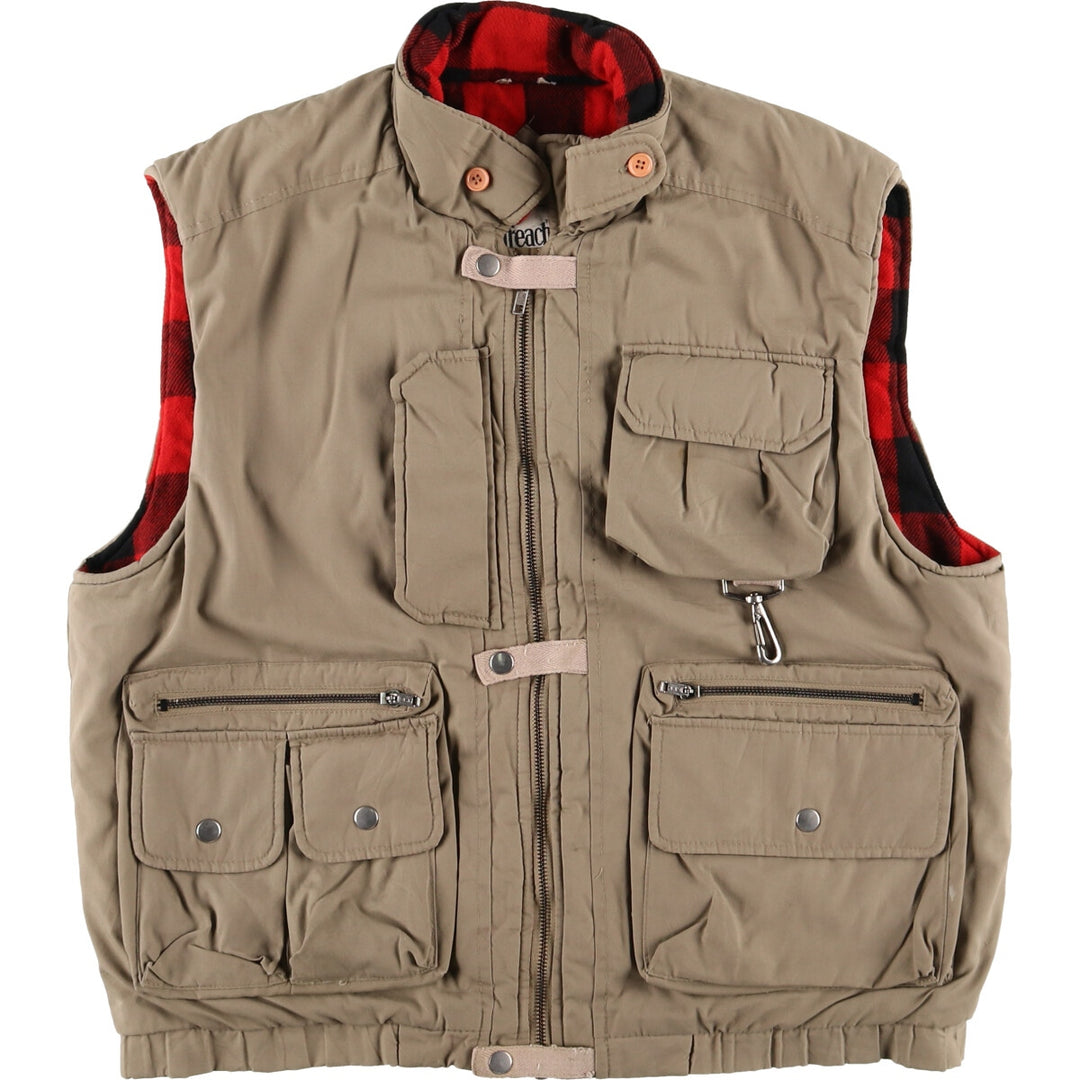 OUTREACH Plain Quilted Vest, Unknown, L, Men's L Equivalent, Full Zip, Check Pattern Liner, Chin Strap Included /eaa488028