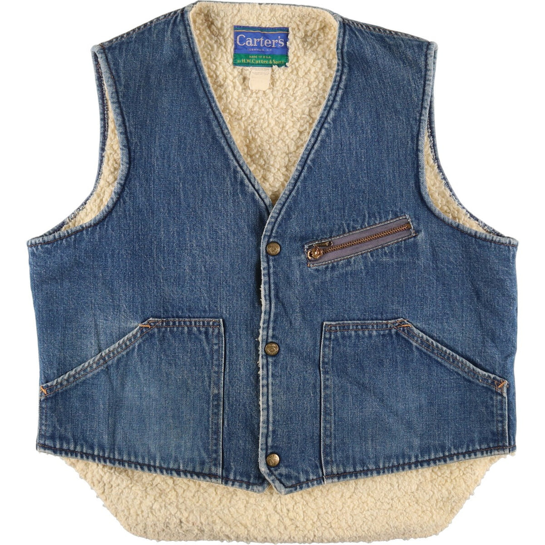 ~80'S CARTER'S denim fleece vest made in USA, men's size L, vintage /eaa488193